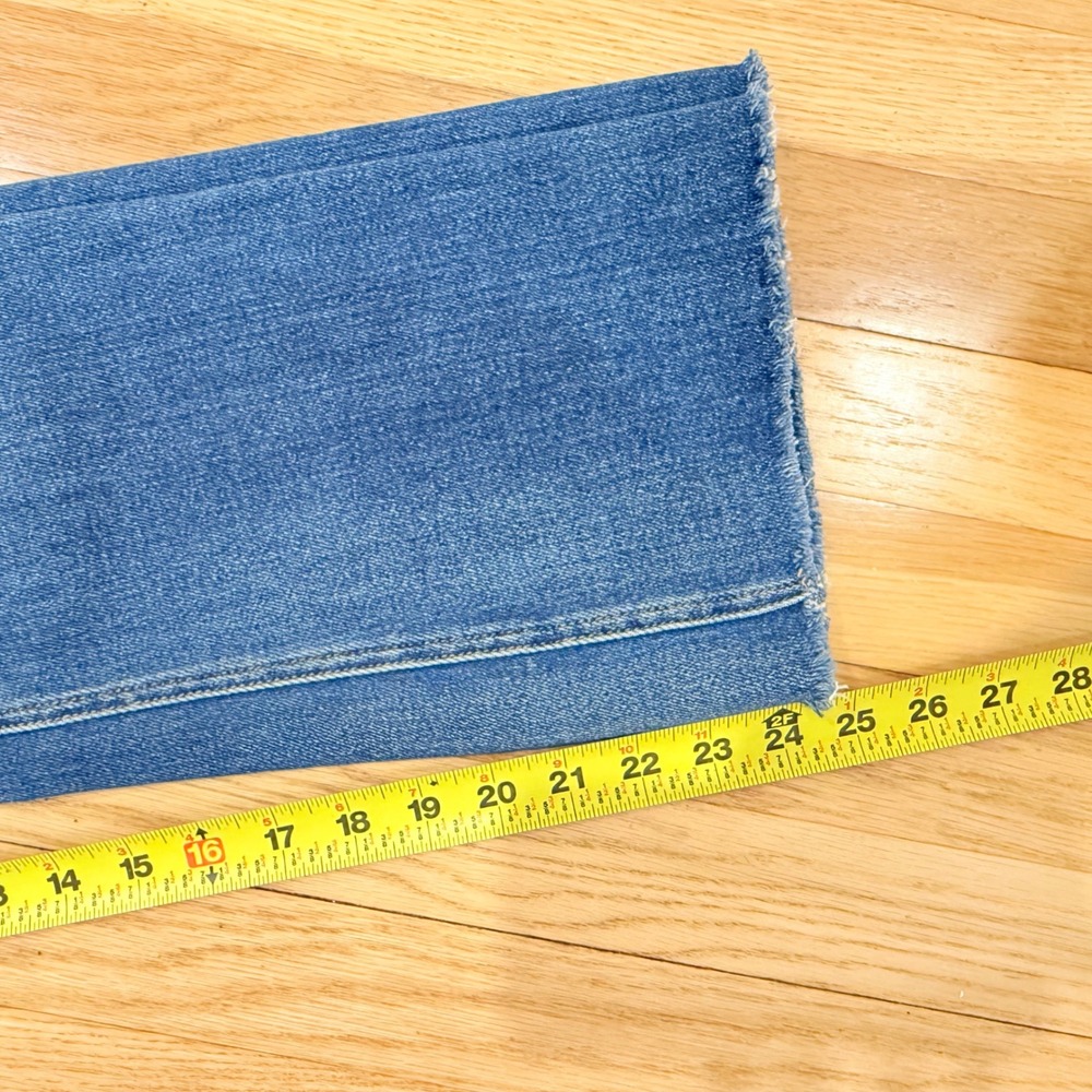 Womens Denim Jeans High Rise Cropped Bootcut Distressed Medium Wash Size 28 - Picture 3 of 11